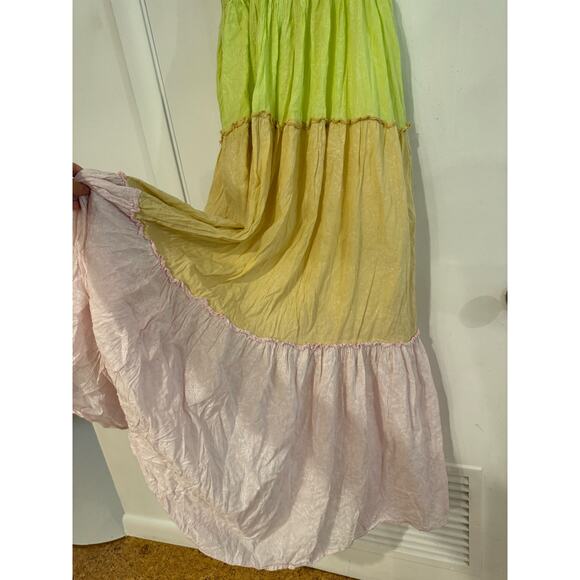 Ro's Garden Dress Anthropologie Tiered pastel floral 100% cotton maxi sun XS - Picture 6 of 13